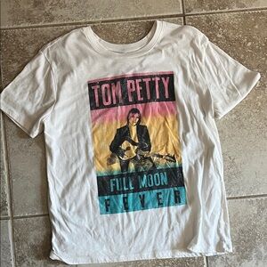 Graphic White Tee with Multicolor Print